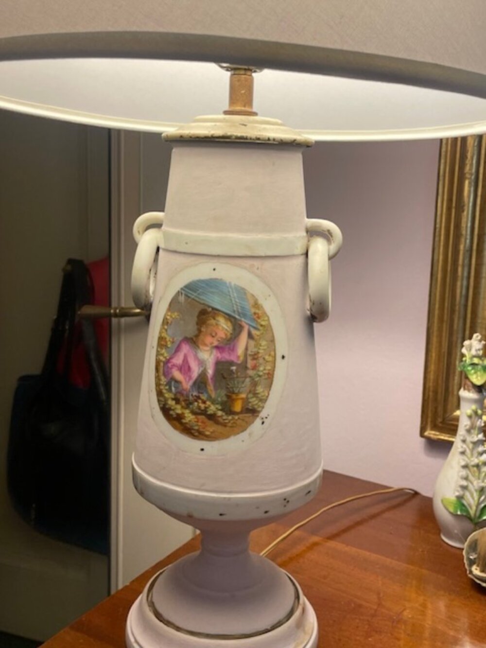 Porcelain Lamp Vintage - Rewired New Shade included!0